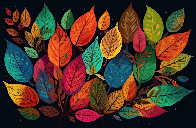 A lot of colorful leaves in the style of naturalistic tones Generative AI