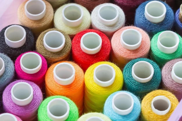 A lot of colorful sewing threads