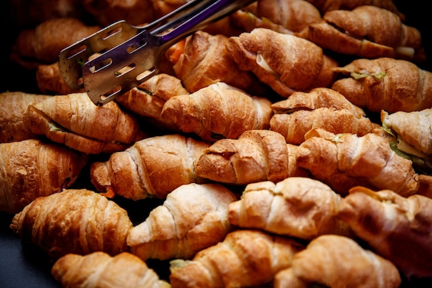 A lot of croissants on event catering.