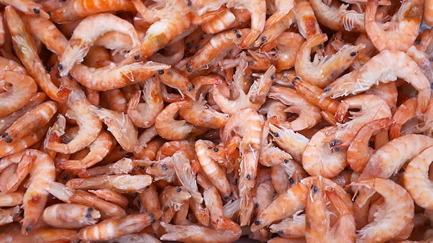 A Lot Of Fresh Shrimp For Sale In A Fish Market Fresh Prawns For Sale At A Fish Market