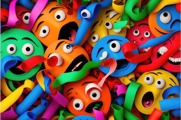 A lot of funny colorful carnival masks Generative AI