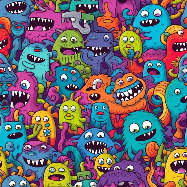 A lot of funny monsters with big eyes