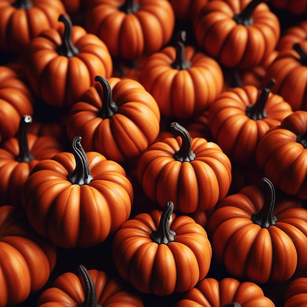 A lot of mini pumpkin pile at outdoor farmers market full frame shot of orange pumpkins