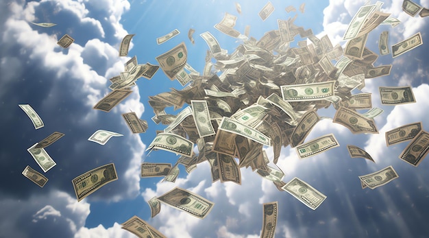 A lot of money is falling from the sky.