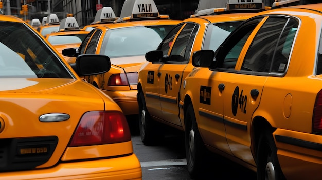 Photo a lot of new york taxi cars