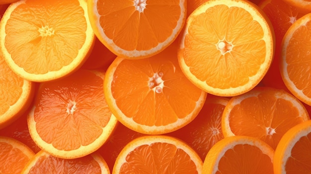 A lot of oranges are arranged in a pile.