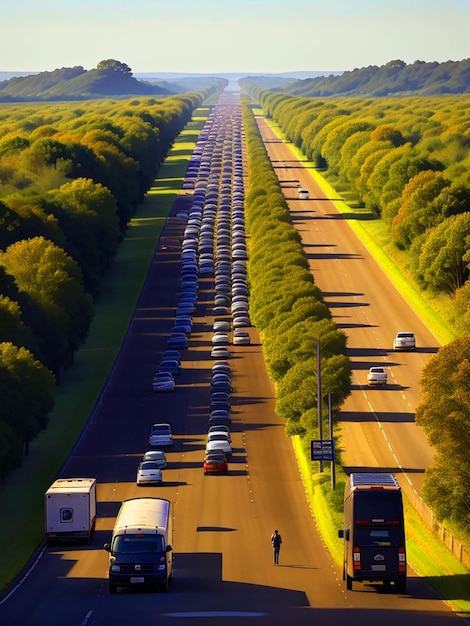 Foto molte persone sulla bellissima strada