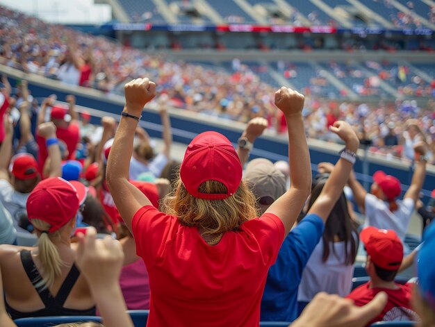 Photo lot people cheering tennis arena crowd excitement sports event