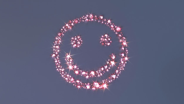 A lot of pink precious stones scattered on the surface in the\
form of a smiling face.