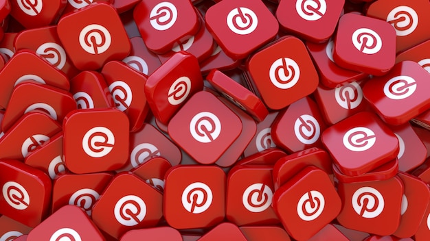 Lot of pinterest square badges in a close up view