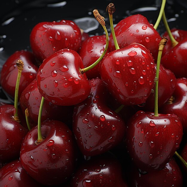 A lot of ripe and juicy cherries