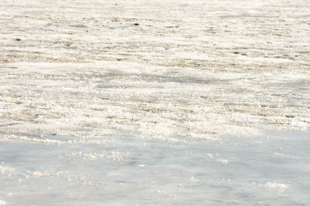 A lot of salt in the salt fields of farmers in Thailand.