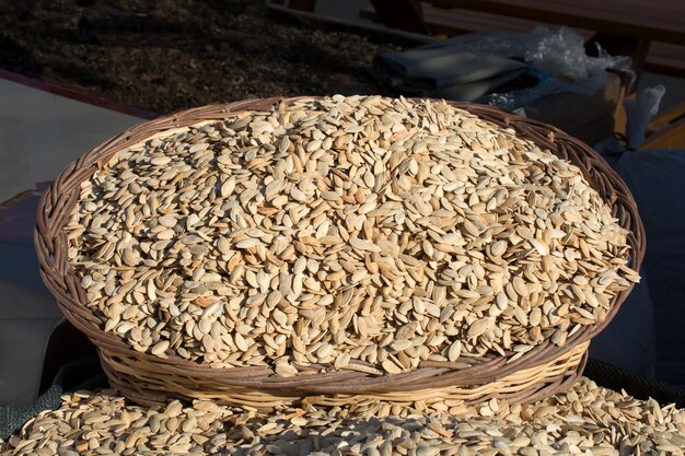 Photo a lot of seeds large pumpkin seeds