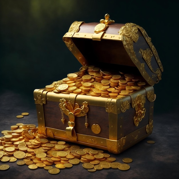 宝の山と金貨にたくさんの金貨を積み重ねる