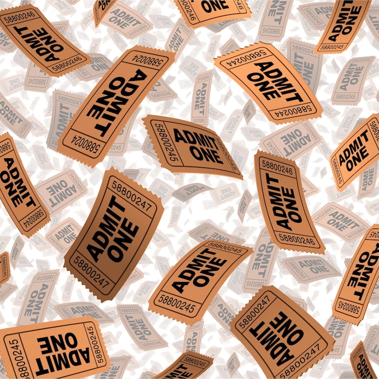 Photo a lot of tickets with the words admit one on them