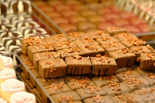 a lot of variety chocolate pralines