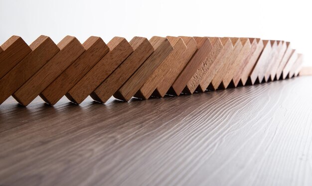 A lot wooden block standing in a line