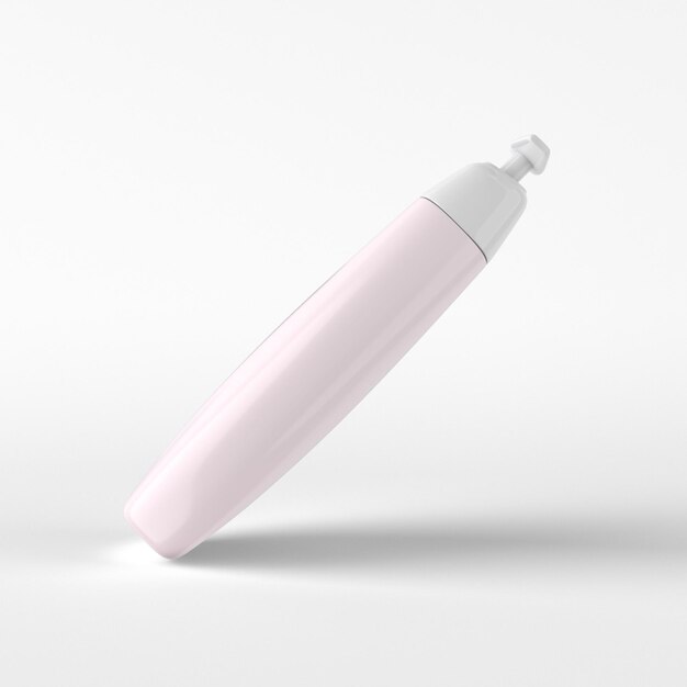 Lotion pompfles zijaanzicht drijvend op witte achtergrond