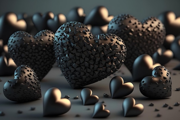 Lots of black hearts Neural network AI generated