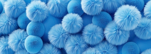 Lots of blue furry balls on a blue background