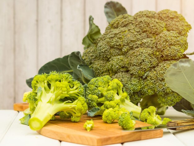 Lots of broccoli for diet and healthy eating Fresh green broccoli on the table Organic products