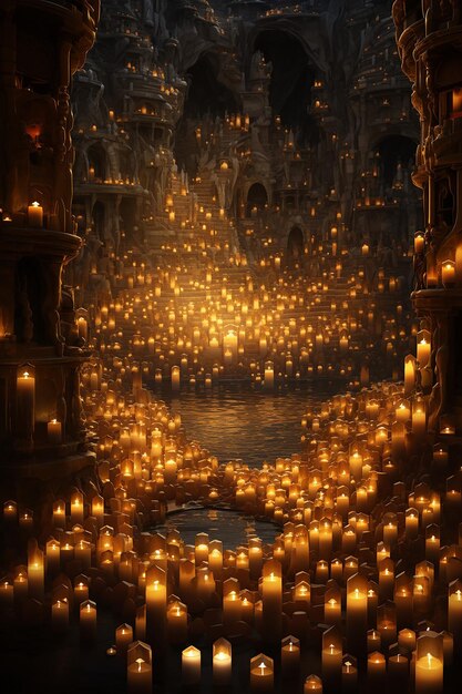 Lots of candles at night festival and memorial concept calm aura mood