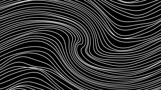 Много изогнутых линий на черном фоне движения тонкие линии изгибаются во время движения потока тонких нитей