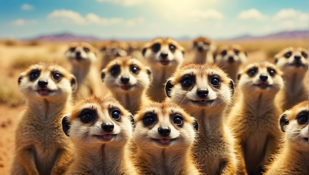 Lots of cute fluffy meerkats