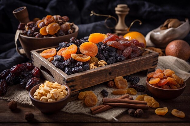 Lots of dried fruit AI Generated