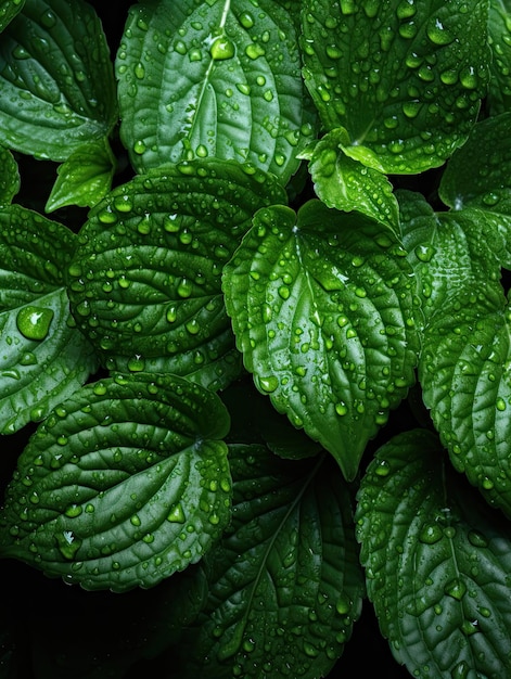 Lots of fresh mint eamless background sparkling raindrops