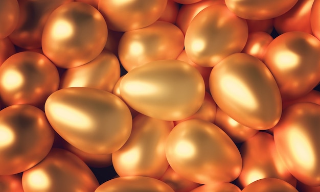 Lots of Golden eggs 3D illustration