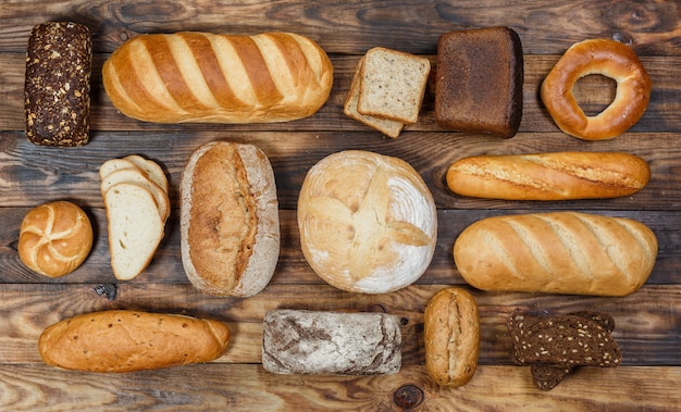 Lots of homemade fresh bread on the table