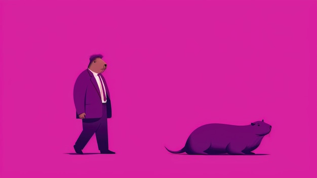 Lots of minimalist illustrations with capybaras in Magenta color