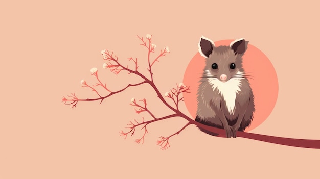 Lots of minimalist illustrations with possums in Copper Rose color