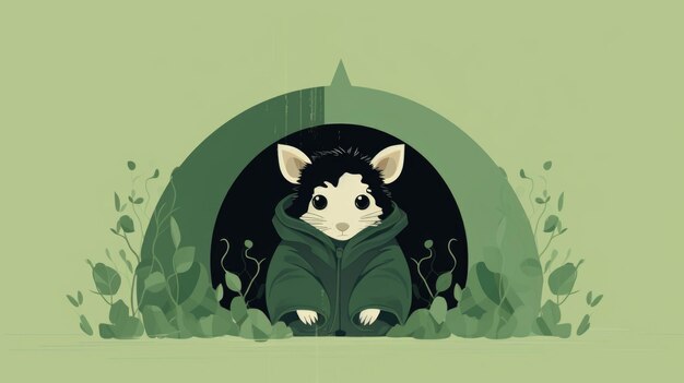 Lots of minimalist illustrations with possums in Green color