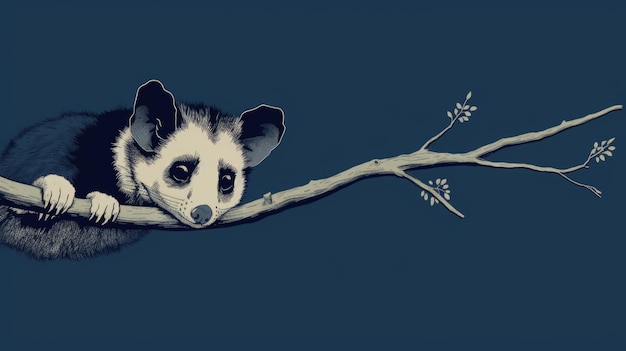 Lots of minimalist illustrations with possums in Navy Blue color