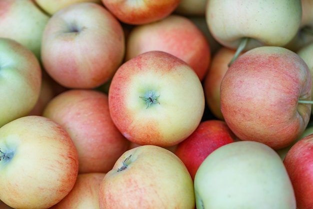 Lots of ripe apples top view 