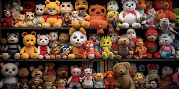 Lots of soft toys in the store