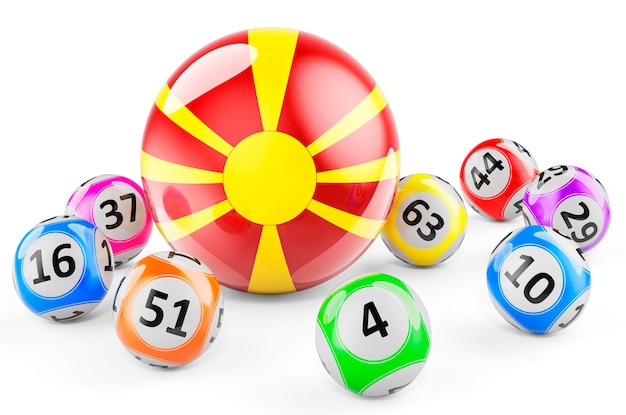 Photo lotto balls with macedonian flag lottery in macedonia concept 3d rendering