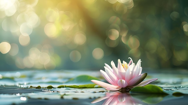 Lotus blooms set against a natural bokeh backdrop Buddha Purnima and Vesak Day
