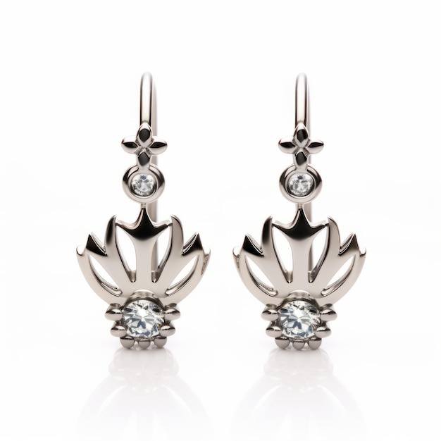 Lotus Earrings With White Diamonds Gothic Grandeur And Elegant Compositions