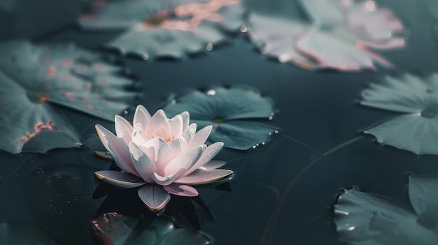 Photo lotus flower blooms in pond