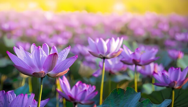 Lotus flower in field with blur background