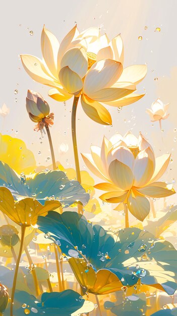 the lotus flower is a symbol of the lotusNational trend Chinese style lotus landscape background il