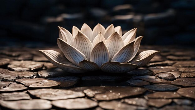 Photo lotus flower on the old wooden floor closeup image generative ai