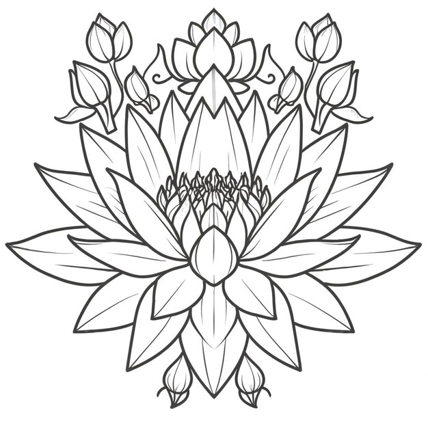 Photo lotus flower outline