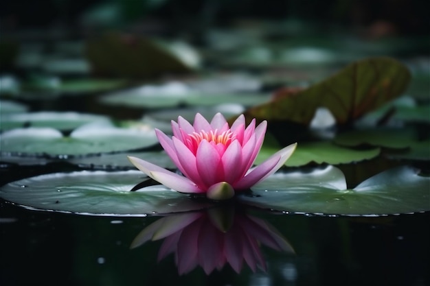 Lotus flower outside in water AI generated content