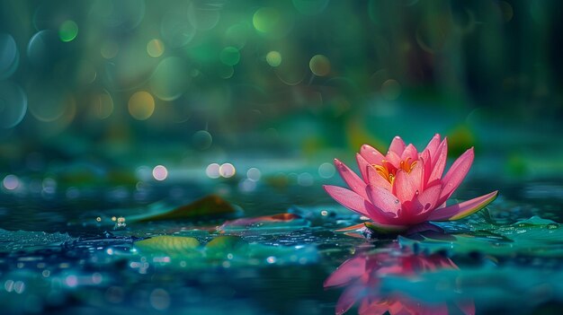 Lotus flower in the pond with bokeh background