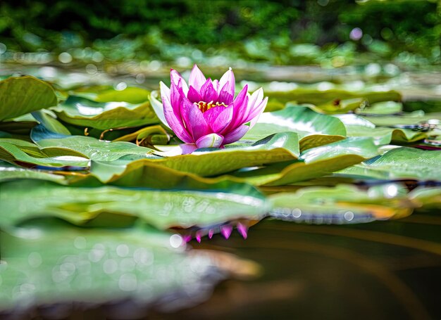 a lotus flower in the pond