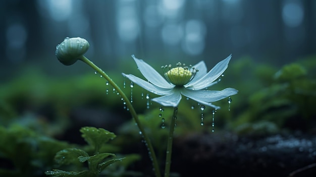 Lotus flower in the rain